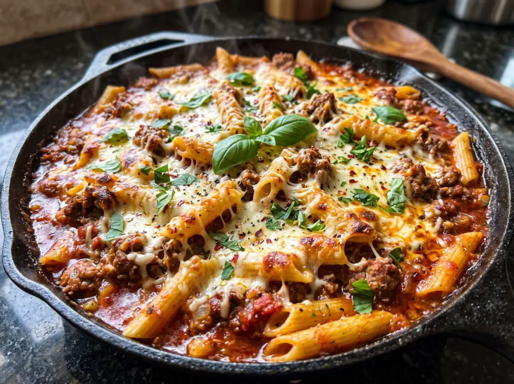 The Lazy Cook’s Guide to the Ultimate One-Skillet Meat Pasta 6 The current image has no alternative text. The file name is: Pasta_with_meat_sauce_skillet_202607122300.jpeg