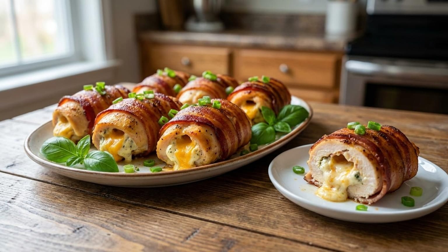 Bacon Wrapped Chicken Roll Ups Recipe You'll Crave 8 bacon wrapped chicken roll ups - serving