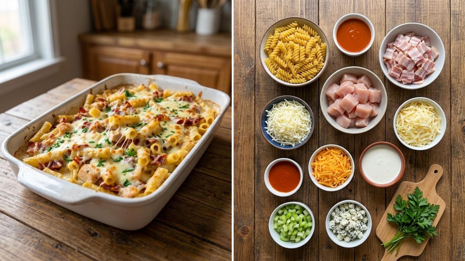 Buffalo Chicken Rotini Bake with Bacon and Cheese Recipe 6 Buffalo Chicken Rotini Bake step
