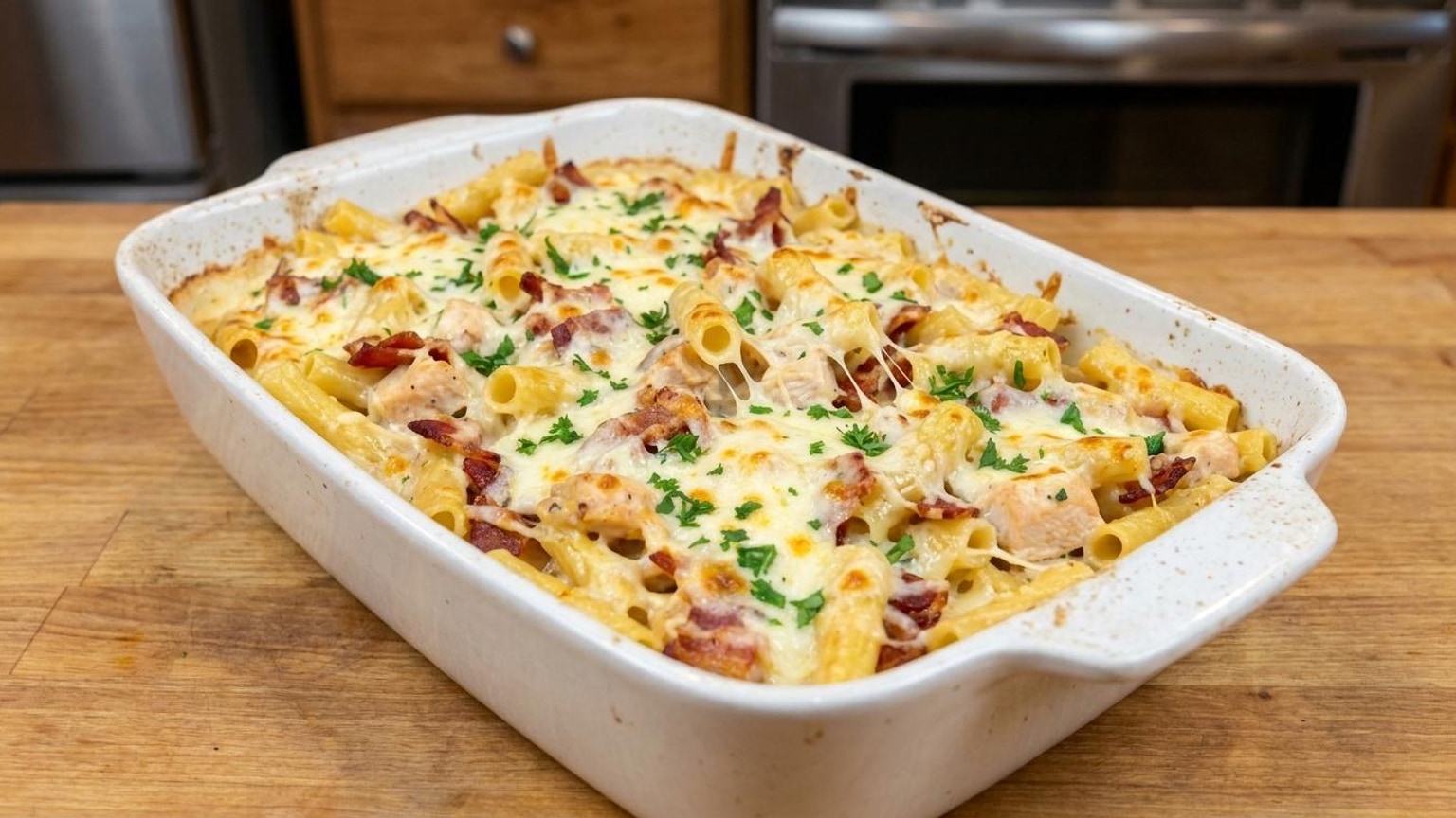Buffalo Chicken Rotini Bake with Bacon and Cheese Recipe 7 Buffalo Chicken Rotini Bake - close-up