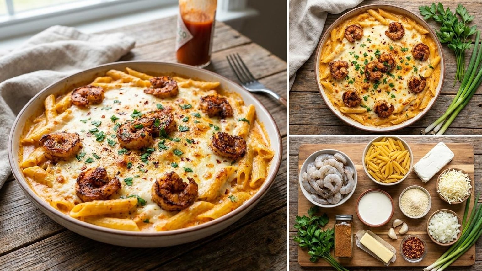 Cajun Shrimp Alfredo Bake with Cream Cheese 6 Cajun Shrimp Alfredo Bake step
