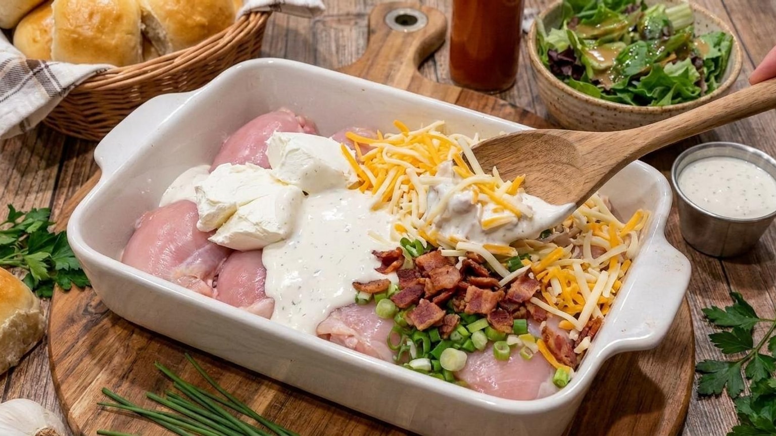 Cheesy Bacon Chicken Bake with Cream Cheese and Ranch 7 Cheesy Bacon Chicken Bake - close-up
