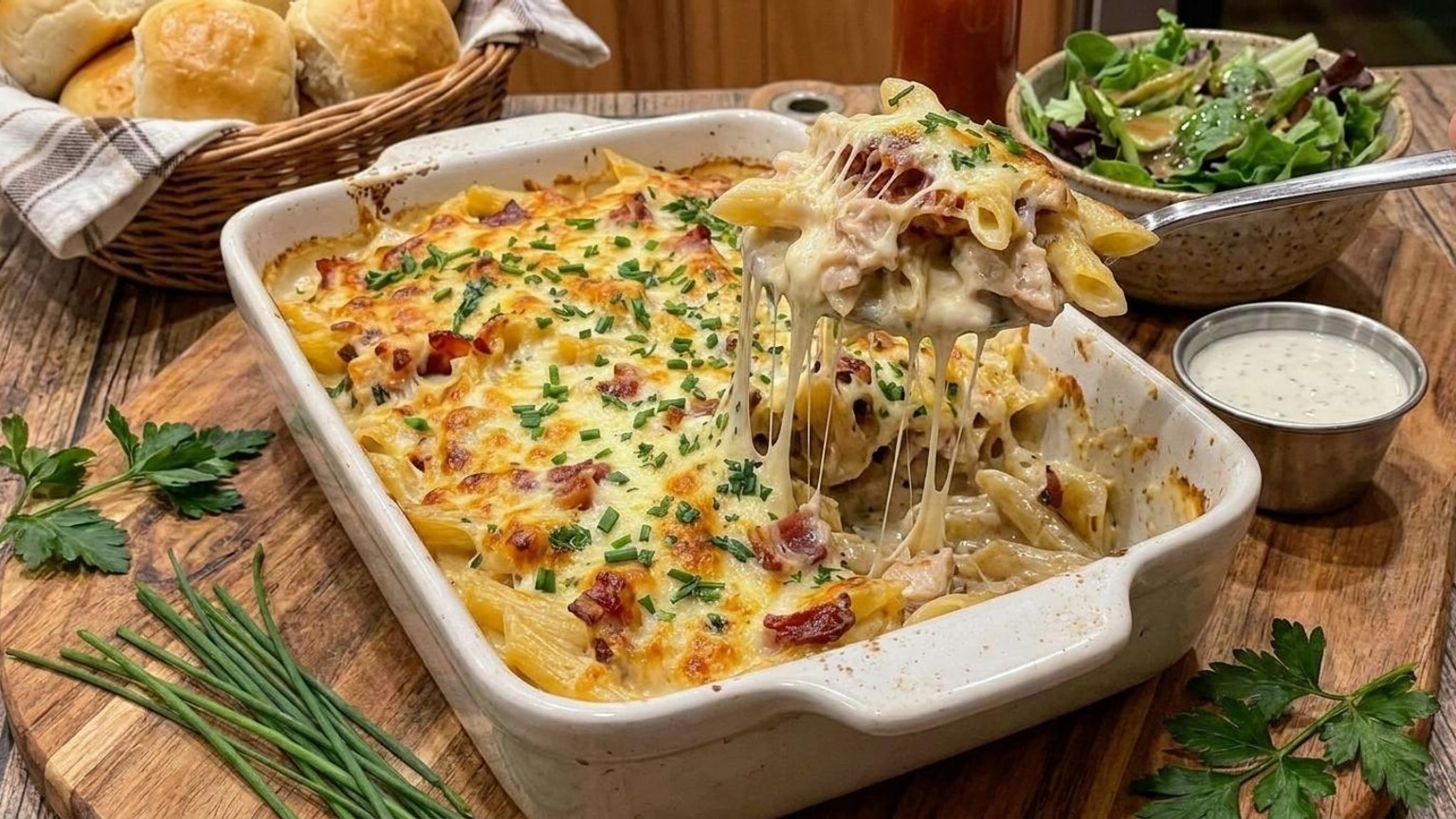 Cheesy Bacon Chicken Bake with Cream Cheese and Ranch 8 Cheesy Bacon Chicken Bake - serving