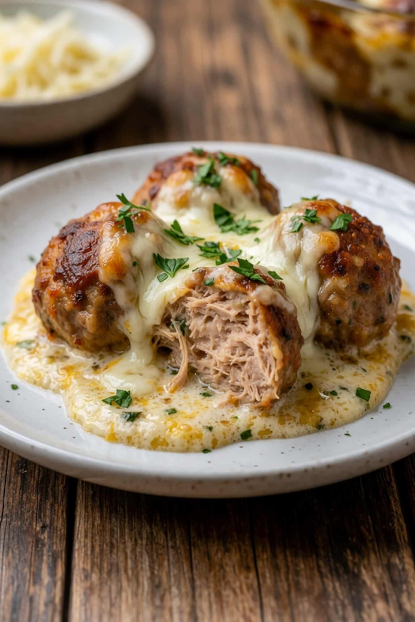 Chicken Meatball Bake with Bacon, Ranch and Cheese 6 chicken meatball bake step