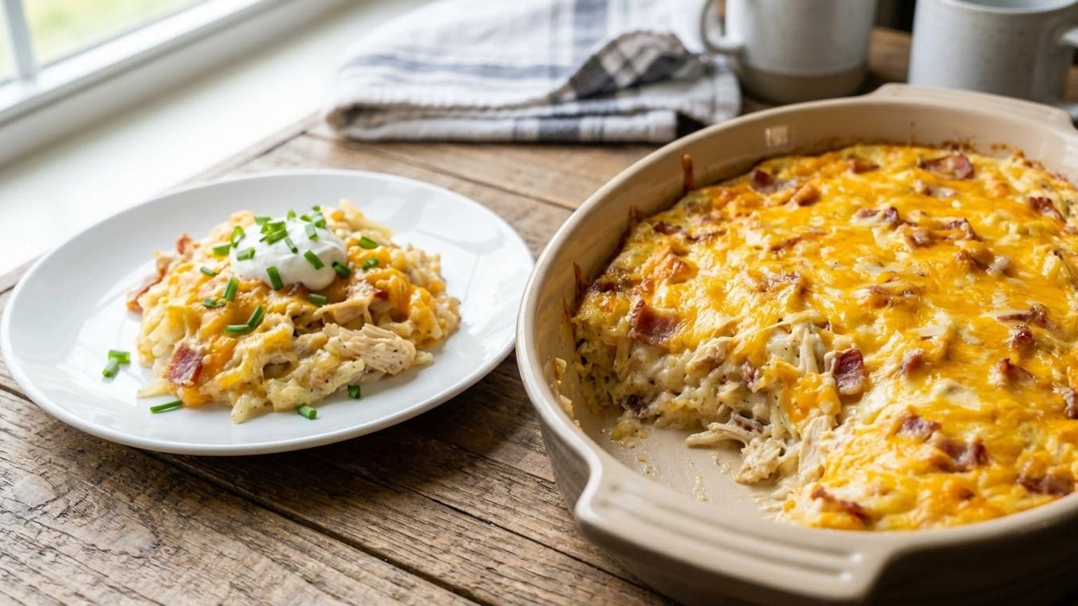 Cheesy Chicken Bacon Ranch Hashbrown Casserole with Cream Cheese 8 Cheesy Chicken Bacon Ranch Hashbrown Casserole - serving