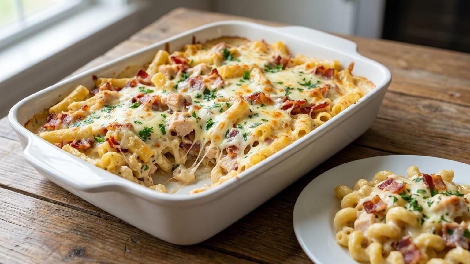 Chicken Bacon Ranch Cavatappi Bake with Cream Cheese 8 Chicken Bacon Ranch Cavatappi Bake - serving
