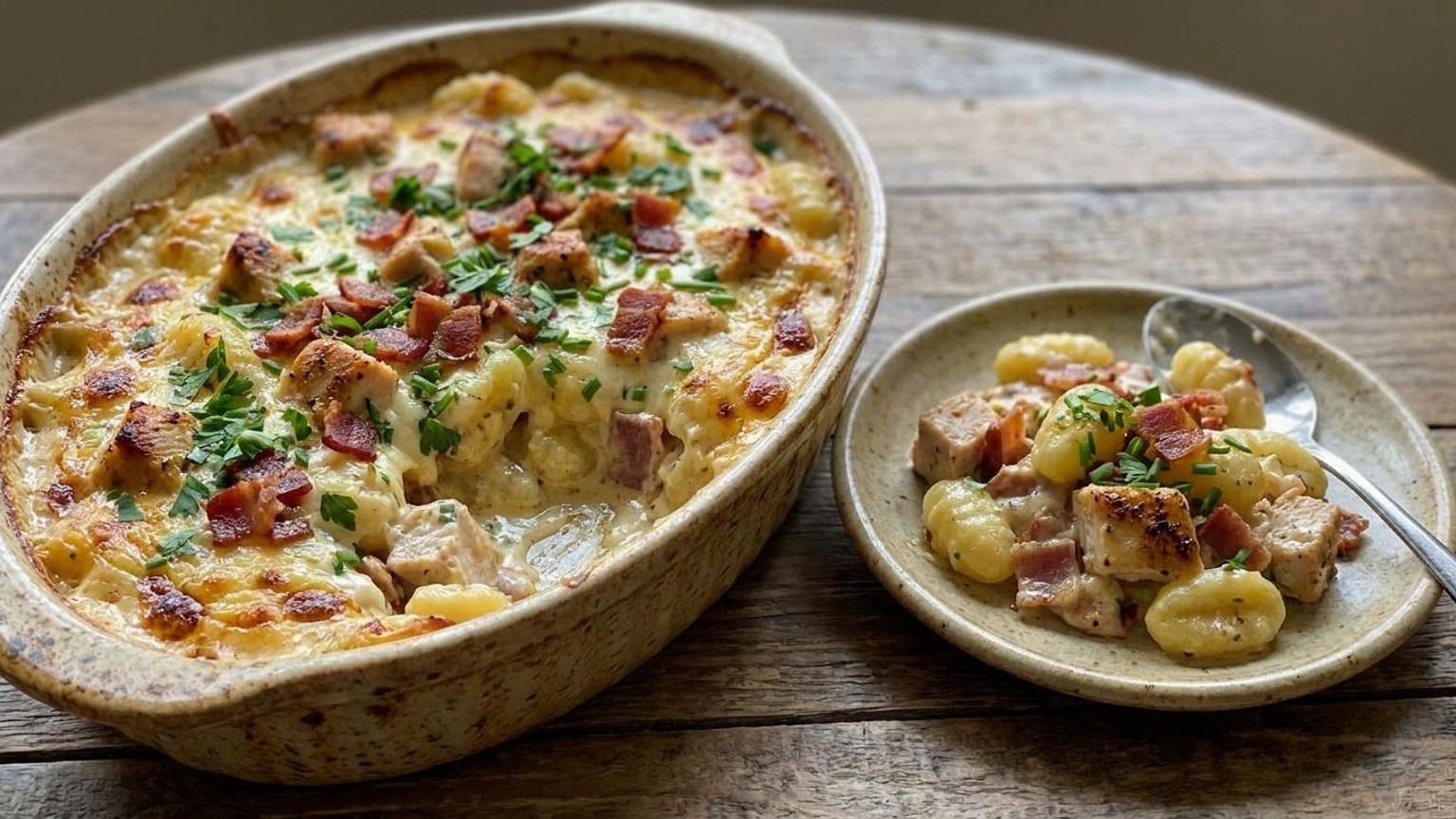 Chicken Bacon Ranch Gnocchi Bake (Easy Cheesy Dinner) 8 chicken bacon ranch gnocchi bake - serving