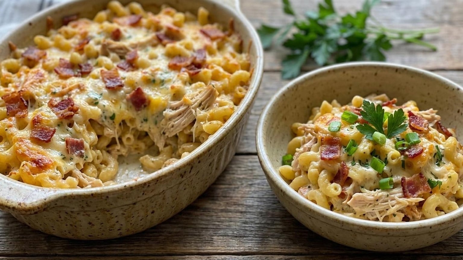 Chicken Bacon Ranch Macaroni Bake with Cream Cheese 8 Chicken Bacon Ranch Macaroni Bake - serving