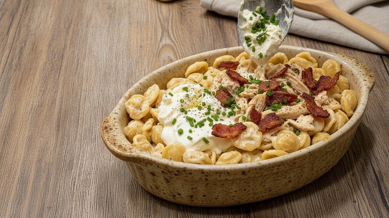 Chicken Bacon Ranch Orecchiette Bake with Cream Cheese 7 Chicken Bacon Ranch Orecchiette Bake - close-up
