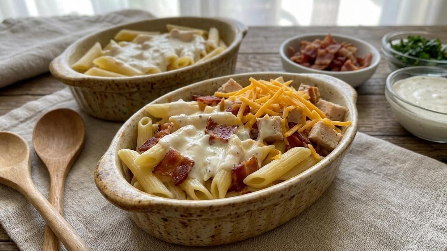 Chicken Bacon Ranch Pasta Bake with Cream Cheese Recipe 7 chicken bacon ranch pasta bake - close-up
