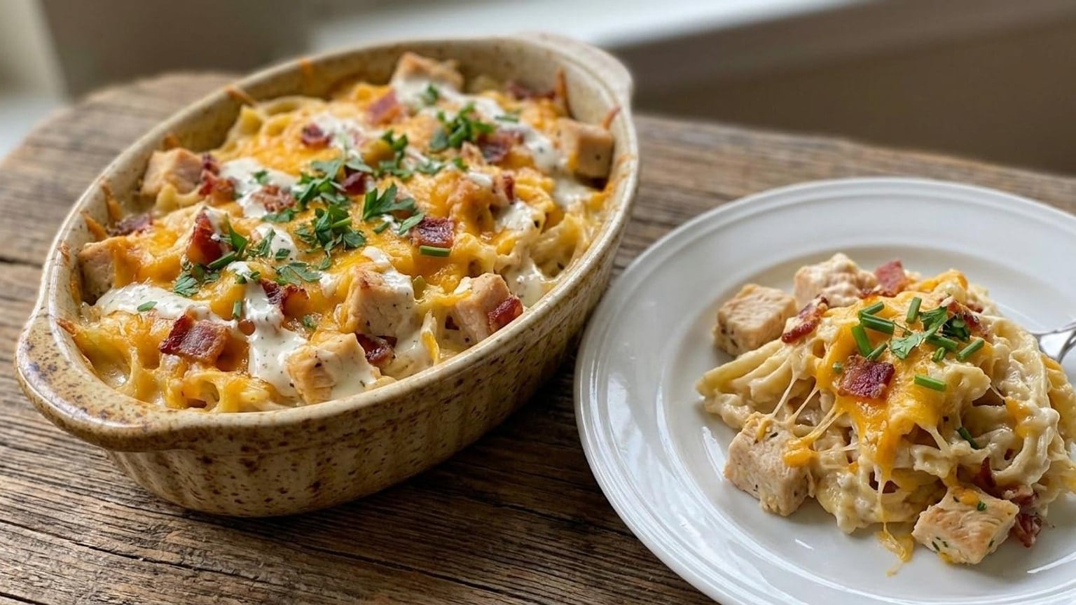 Chicken Bacon Ranch Pasta Bake with Cream Cheese Recipe 8 chicken bacon ranch pasta bake - serving