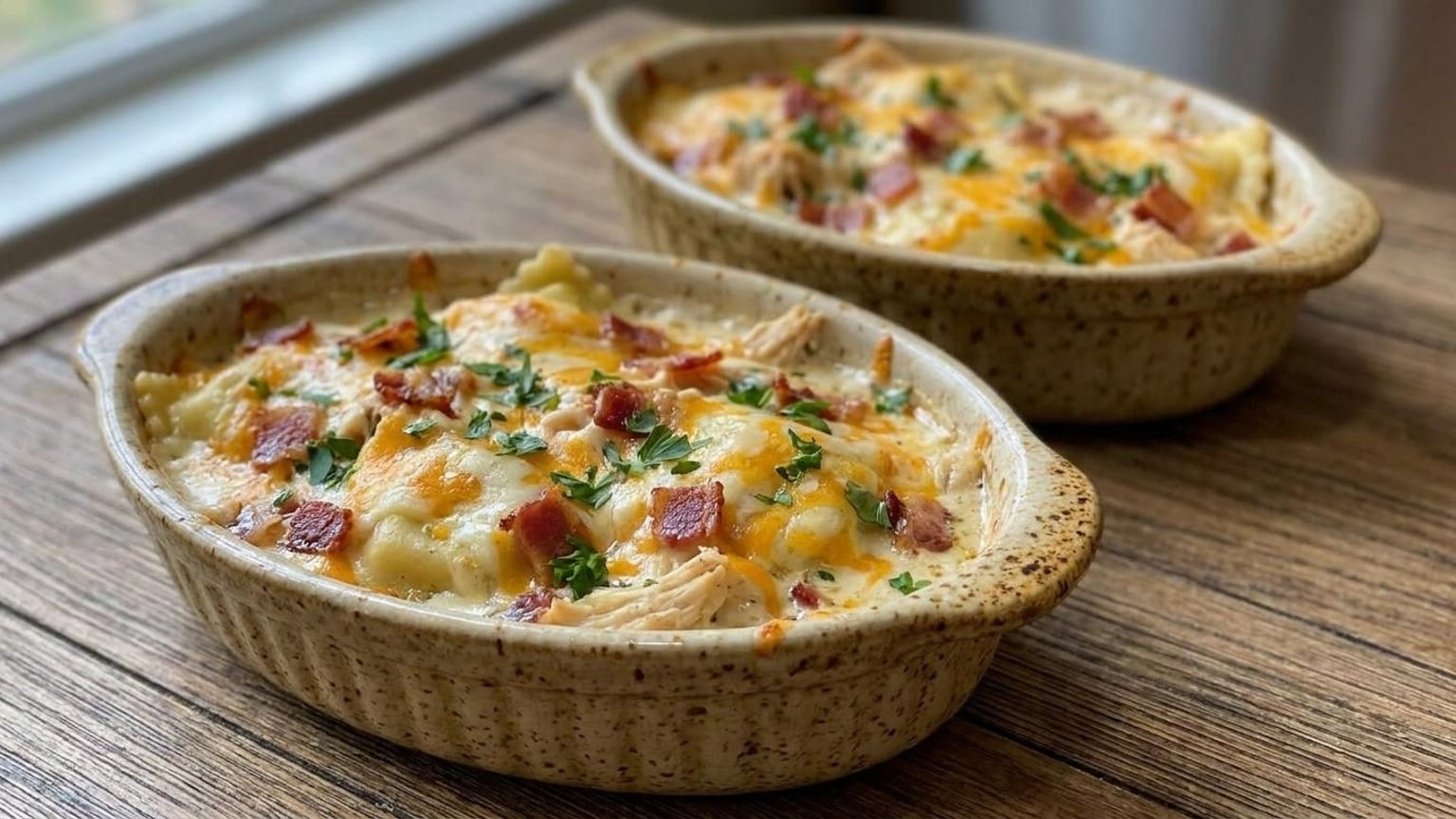 Chicken Bacon Ranch Ravioli Bake (Easy Cheesy Recipe) 9 Chicken Bacon Ranch Ravioli Bake