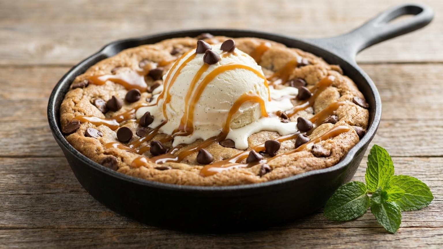 Chocolate Chip Cookie Skillet a la Mode Dessert Recipe 6 chocolate chip cookie skillet step