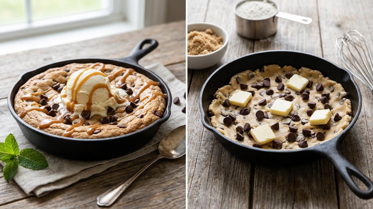 Chocolate Chip Cookie Skillet a la Mode Dessert Recipe 7 chocolate chip cookie skillet - close-up