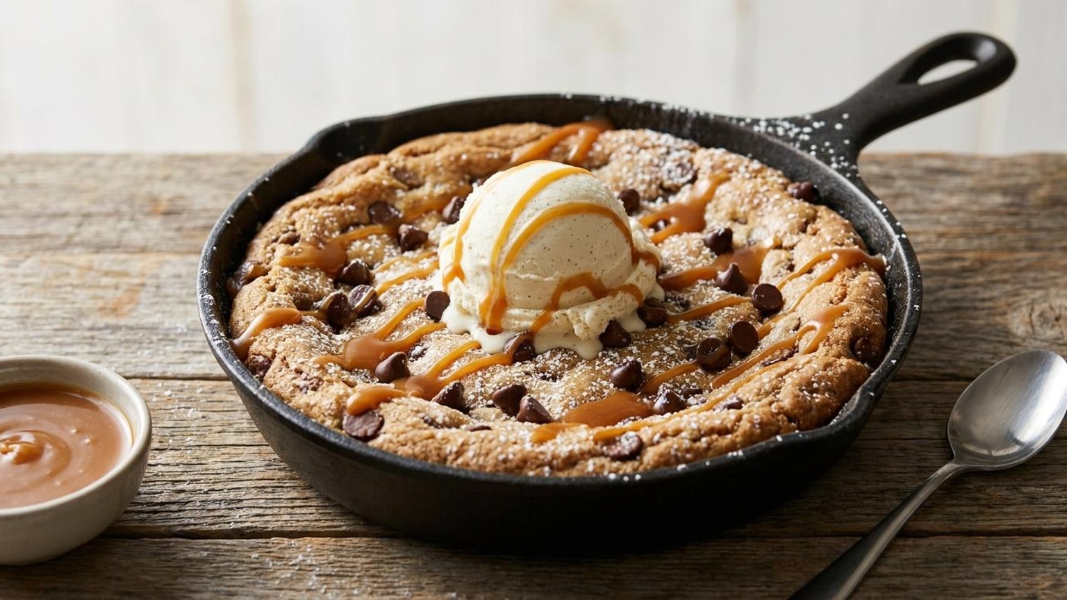 Chocolate Chip Cookie Skillet a la Mode Dessert Recipe 8 chocolate chip cookie skillet - serving