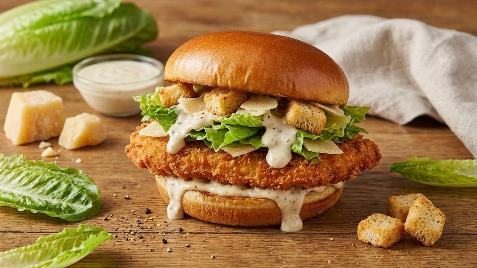 Crispy Chicken Caesar Sandwich - Easy Dinner 7 crispy chicken caesar sandwich - close-up
