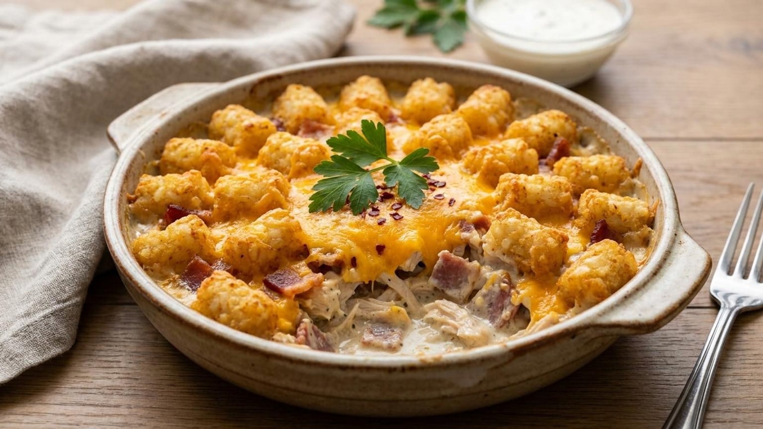 Loaded Cheesy Chicken Bacon Ranch Tater Tot Bake 6 Chicken Bacon Ranch Tater Tot Bake step