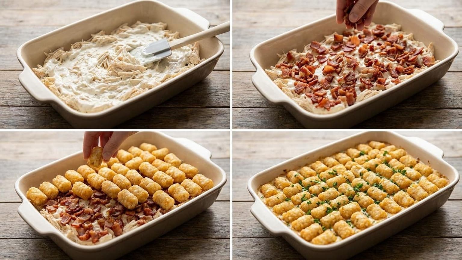 Loaded Cheesy Chicken Bacon Ranch Tater Tot Bake 7 Chicken Bacon Ranch Tater Tot Bake - close-up