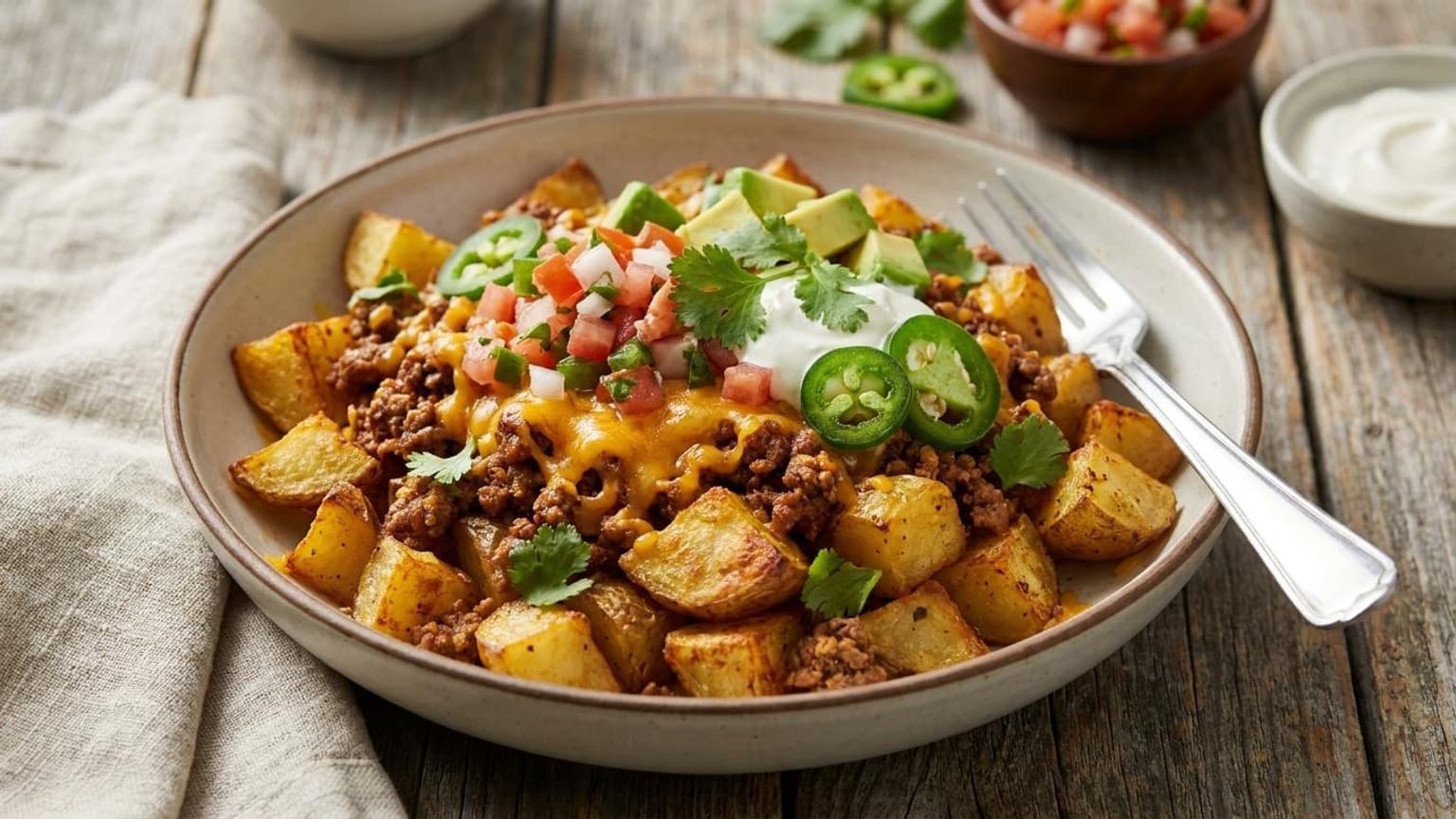 Loaded Potato Taco Bowl Recipe - Easy Weeknight Dinner 8 loaded potato taco bowl - serving