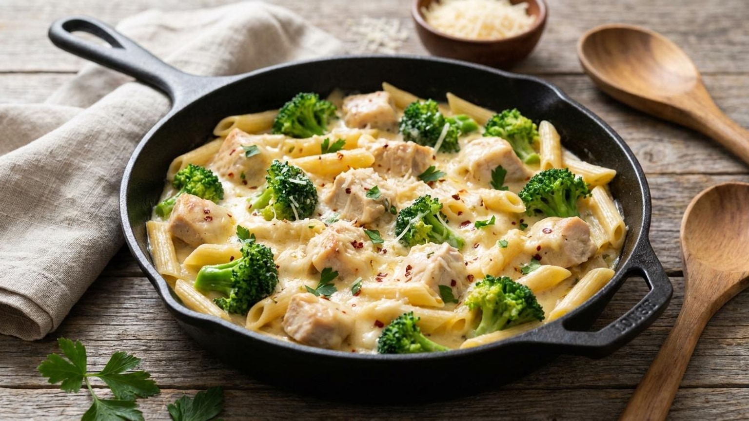 One Pot Chicken Broccoli Alfredo (Easy Weeknight Dinner) 8 one pot chicken broccoli alfredo - serving