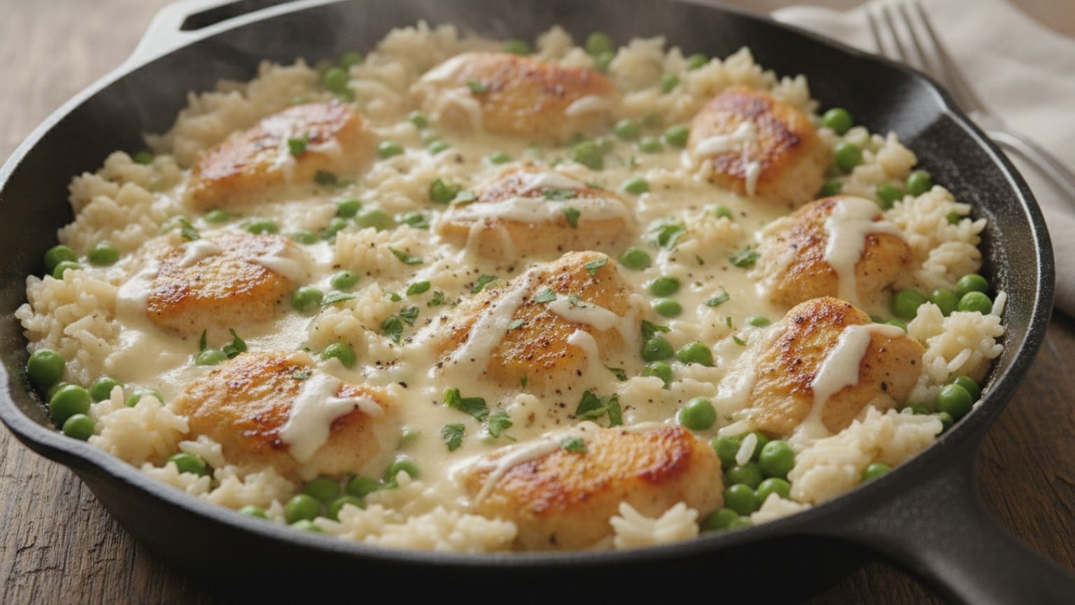 Quick Creamy Chicken and Rice Skillet - Easy Dinner 6 Quick Creamy Chicken and Rice Skillet step