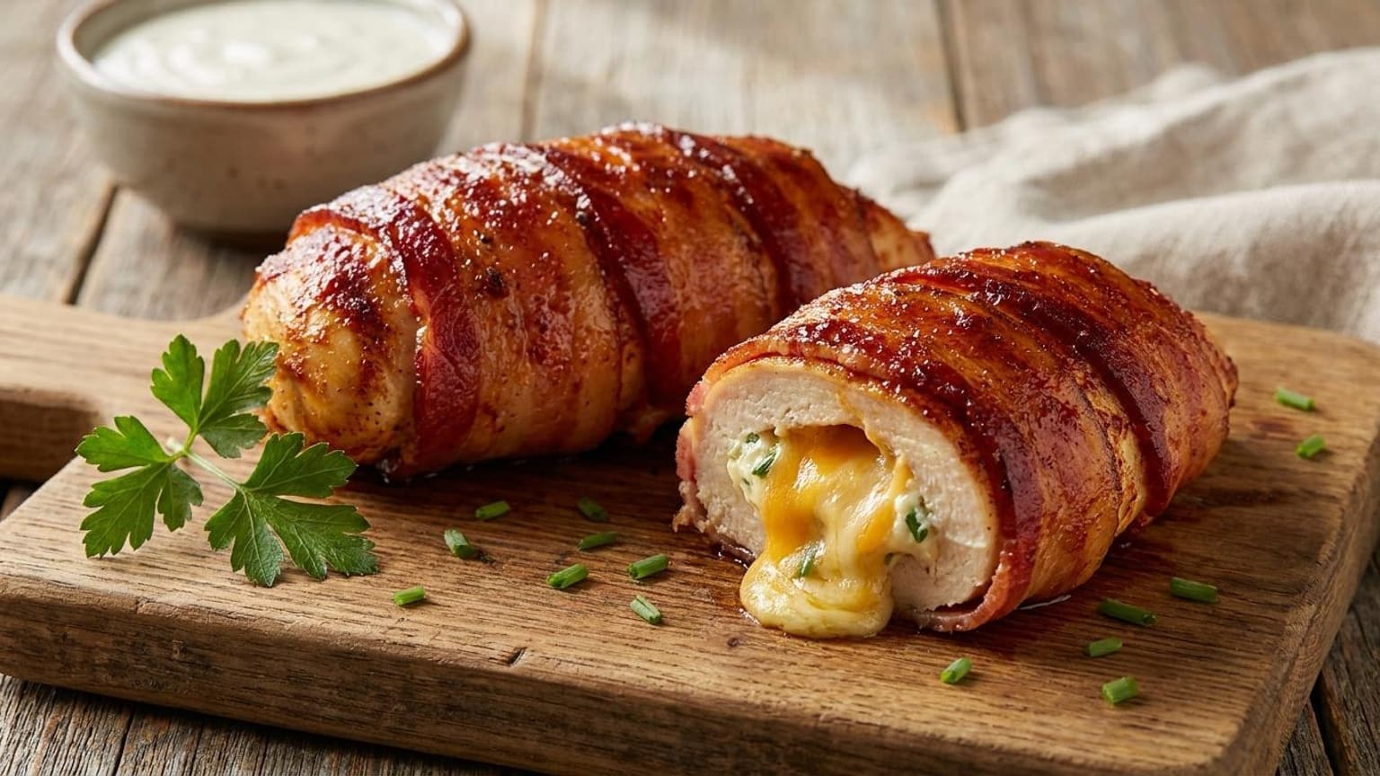 Bacon Wrapped Cheesy Ranch Cream Cheese Stuffed Chicken 6 stuffed chicken step
