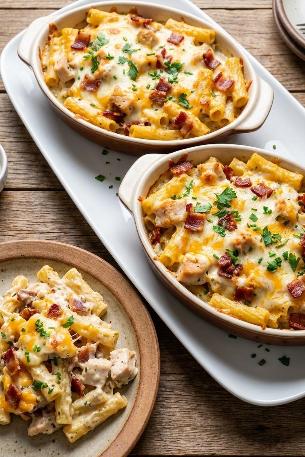 Chicken Bacon Ranch Baked Ziti - serving