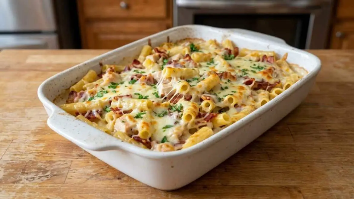 Chicken Bacon Ranch Cavatappi Bake