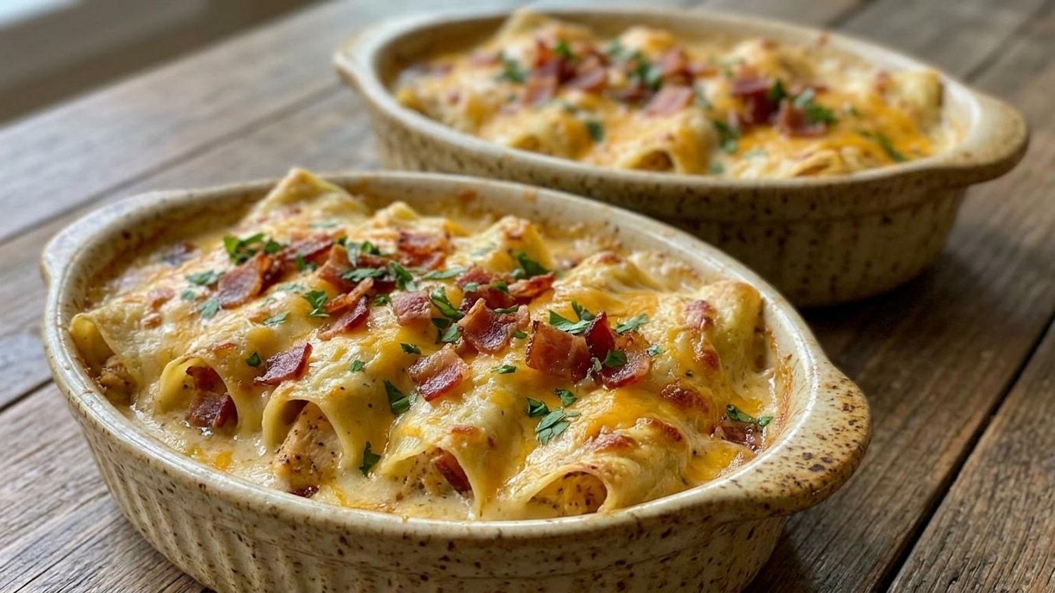 Chicken Bacon Ranch Manicotti Bake with Cream Cheese 8 chicken bacon ranch manicotti - serving