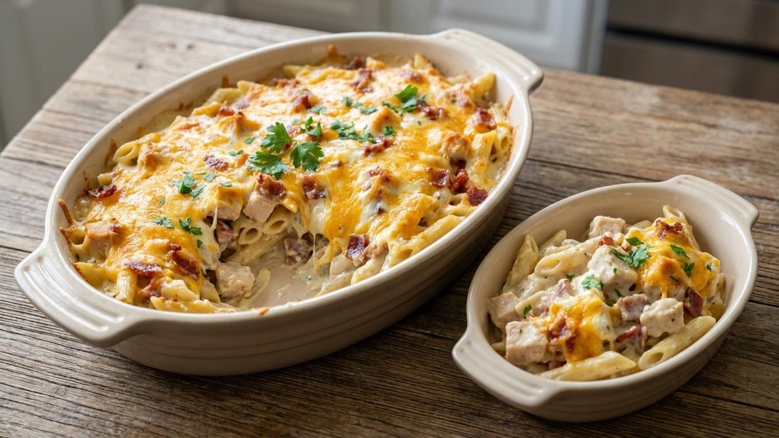 Chicken Bacon Ranch Penne Bake with Cream Cheese Recipe 8 Chicken Bacon Ranch Penne Bake - serving
