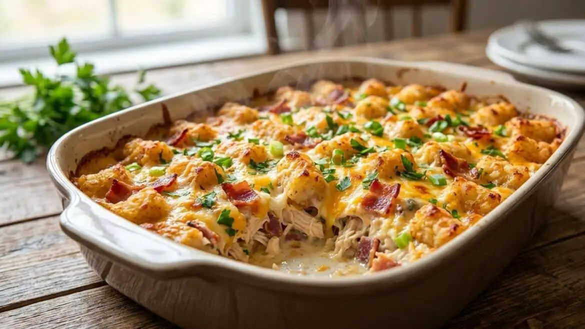Chicken Bacon Ranch Tater Tot Bake