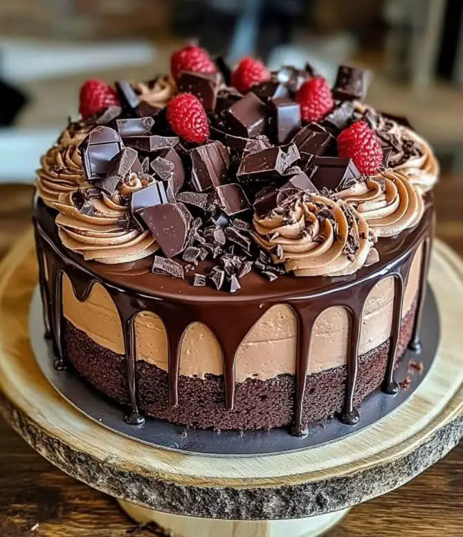 Triple Chocolate Cake Recipe (Rich, Moist & Fudgy) 6 Triple Chocolate Cake